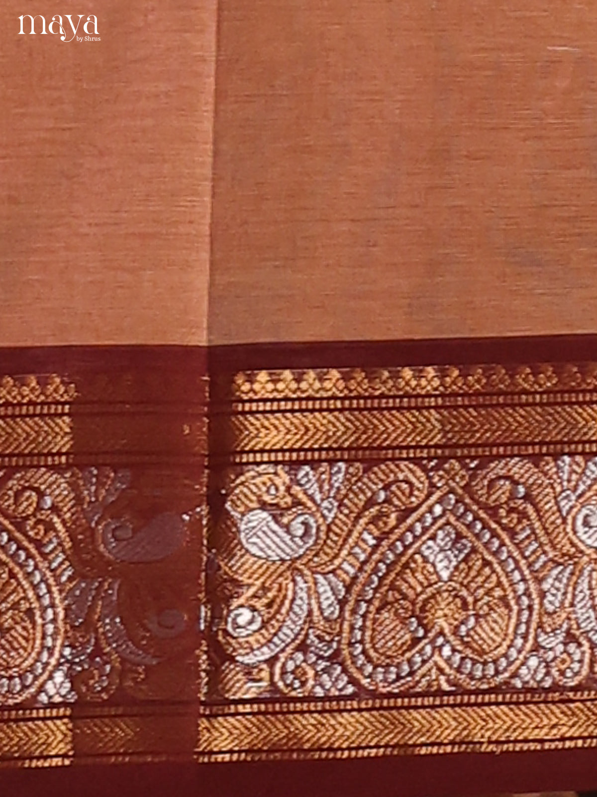 Elegant Beige Chettinad Dupatta with Maroon zari border