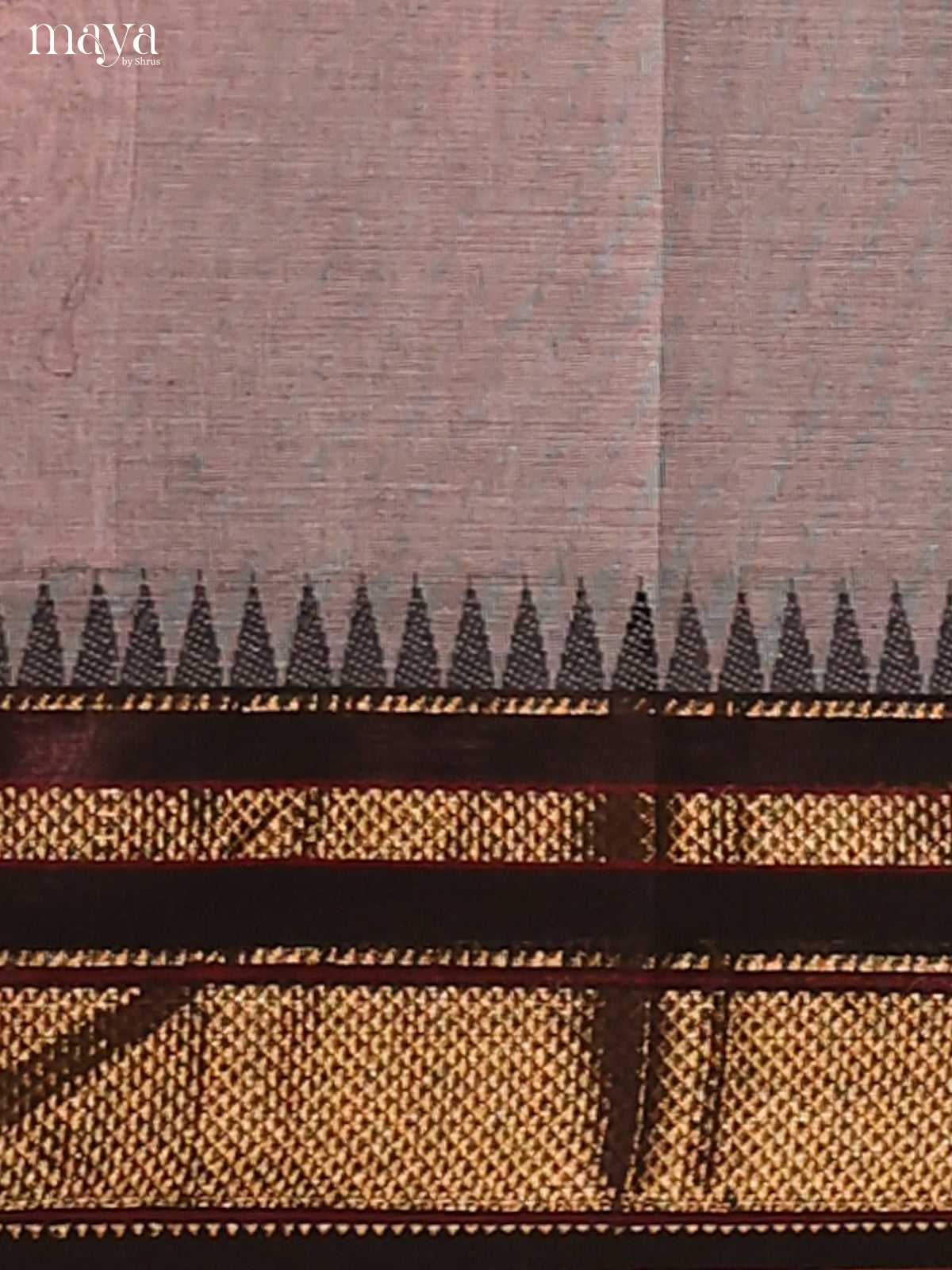 Grey Chettinad Cotton Dupatta with contrast black zari border