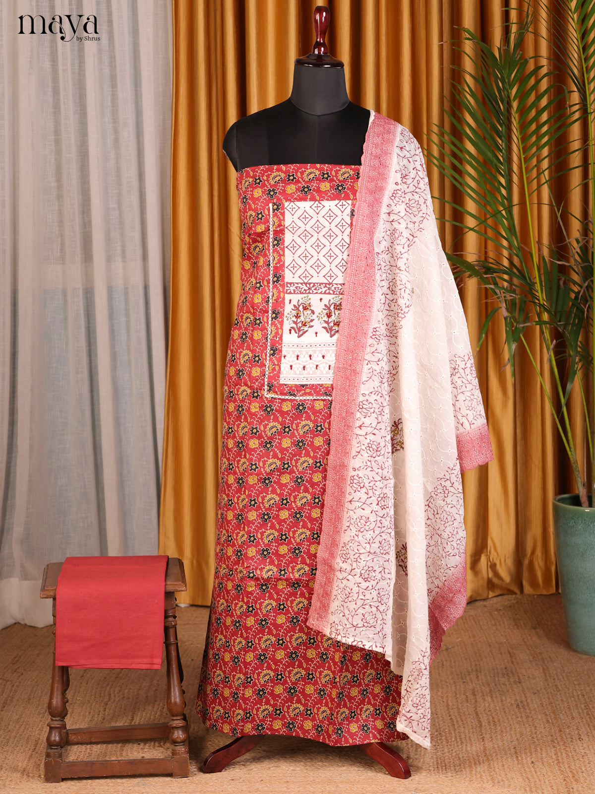 Red & Cream - Cotton salwar