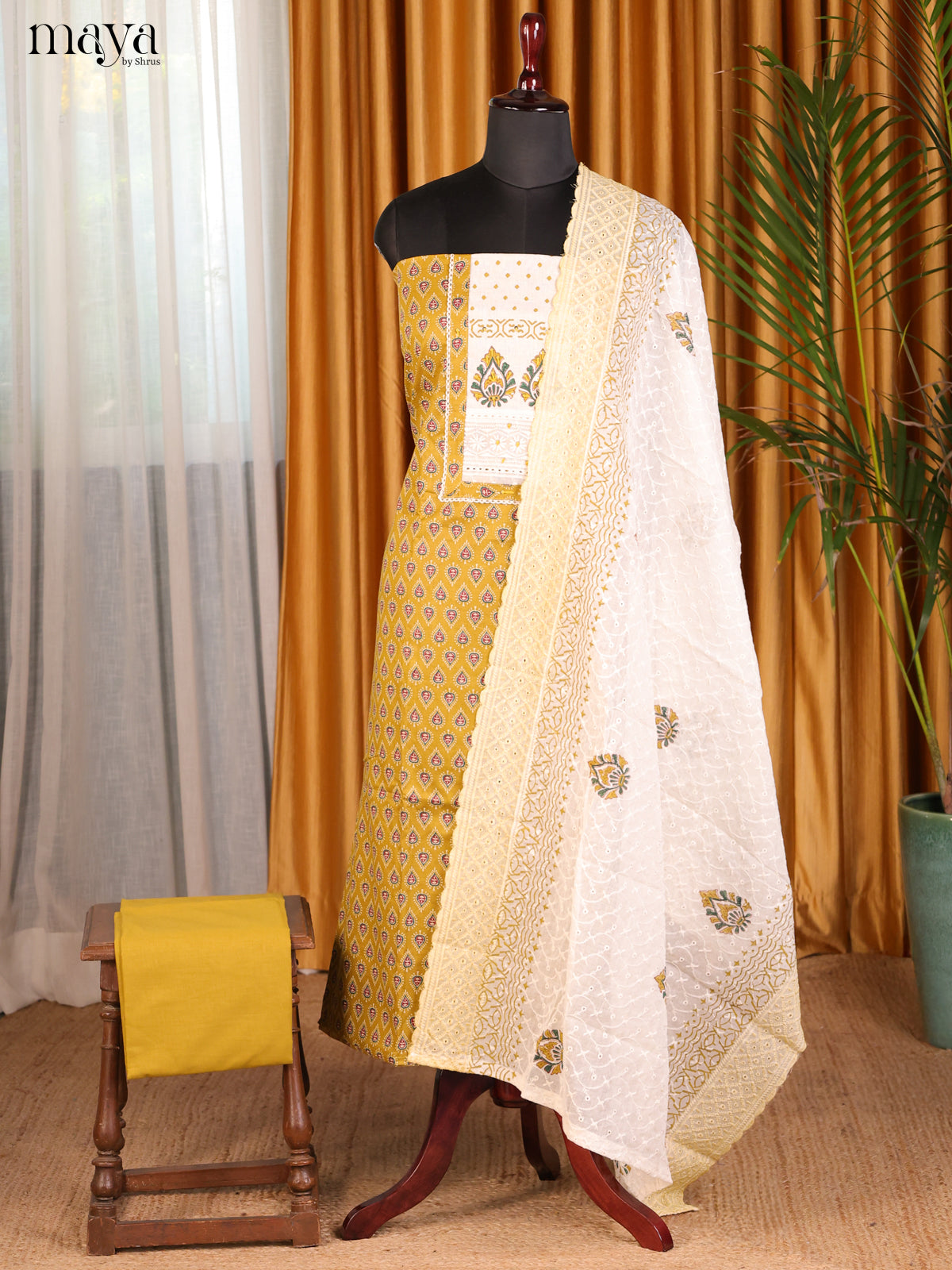 Yellow & White - Cotton salwar
