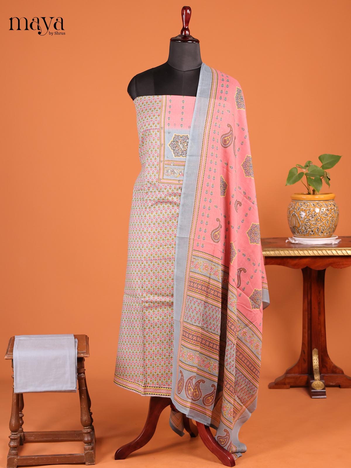 Grey & Pink - MDD21018 - Cotton salwar