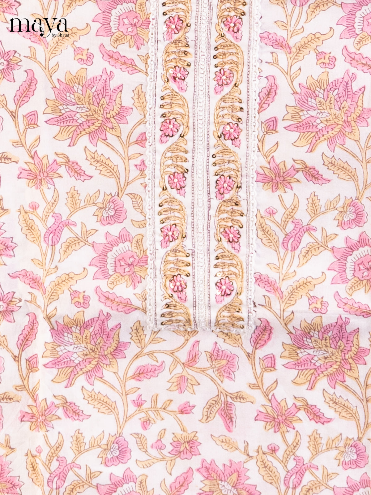 Cream & Pink - Cotton salwar