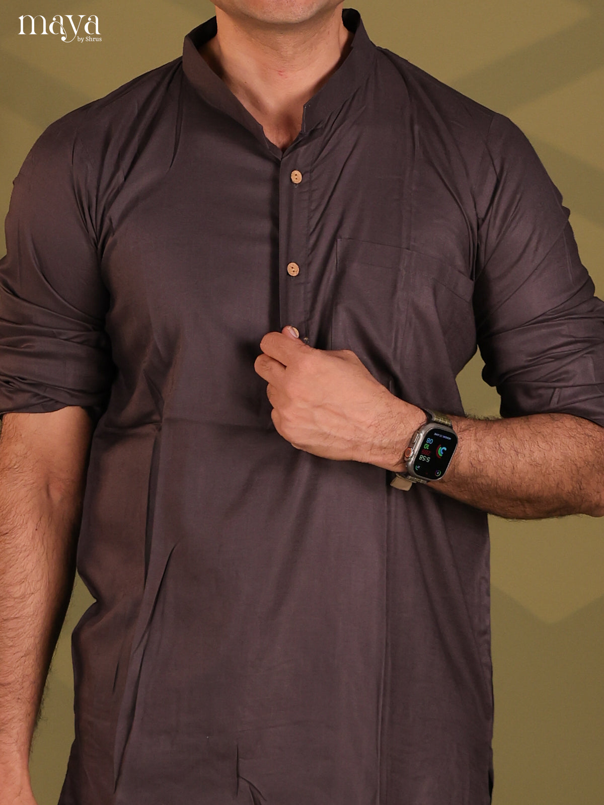 Aesthetic Elephant Grey Rayon Solid Kurta For Men