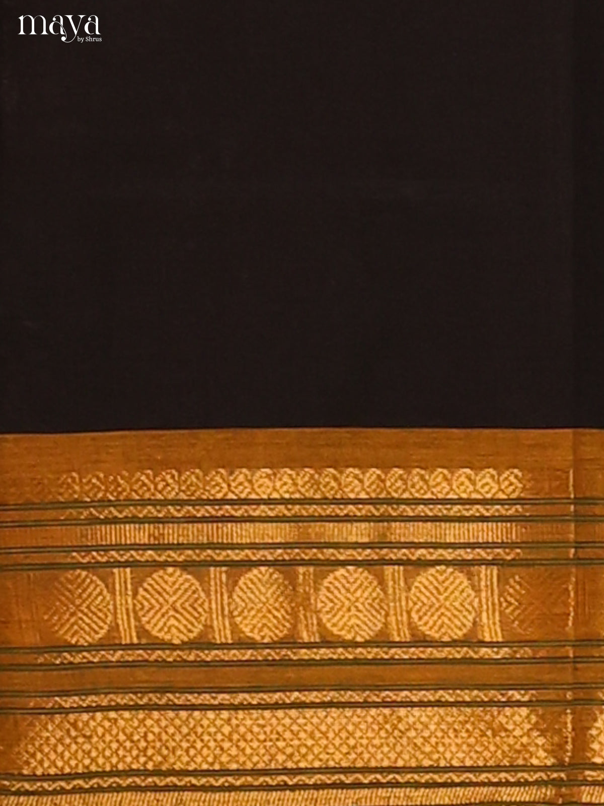 Black Chettinad Cotton Dupatta with mustard zari border