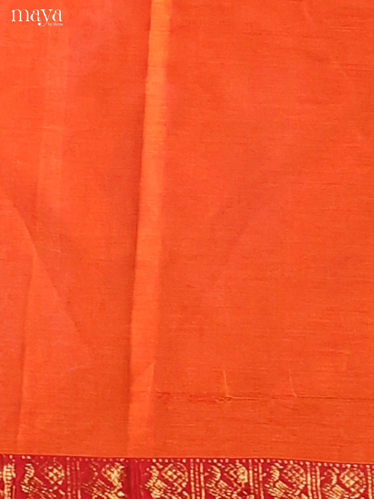 Orange Chettinad Cotton Dupatta with red zari border