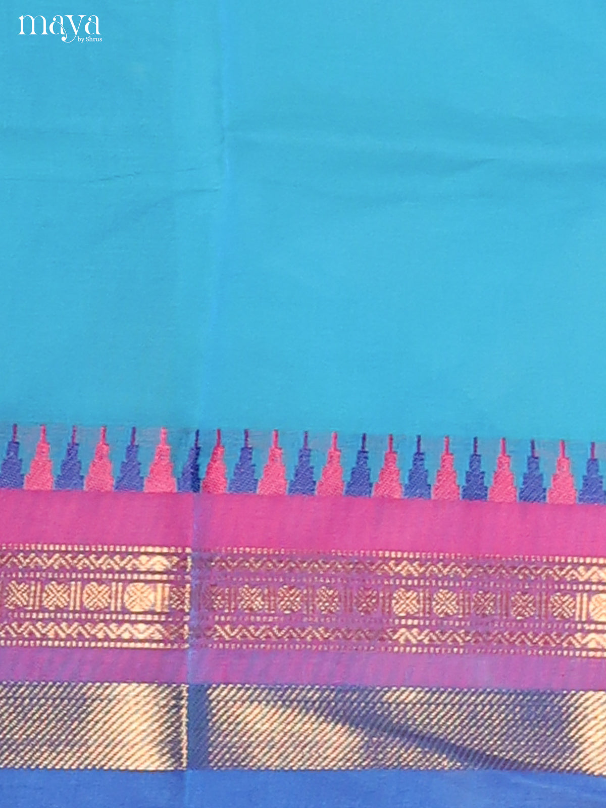 Blue & Pink - chettinad top & dupatta combo