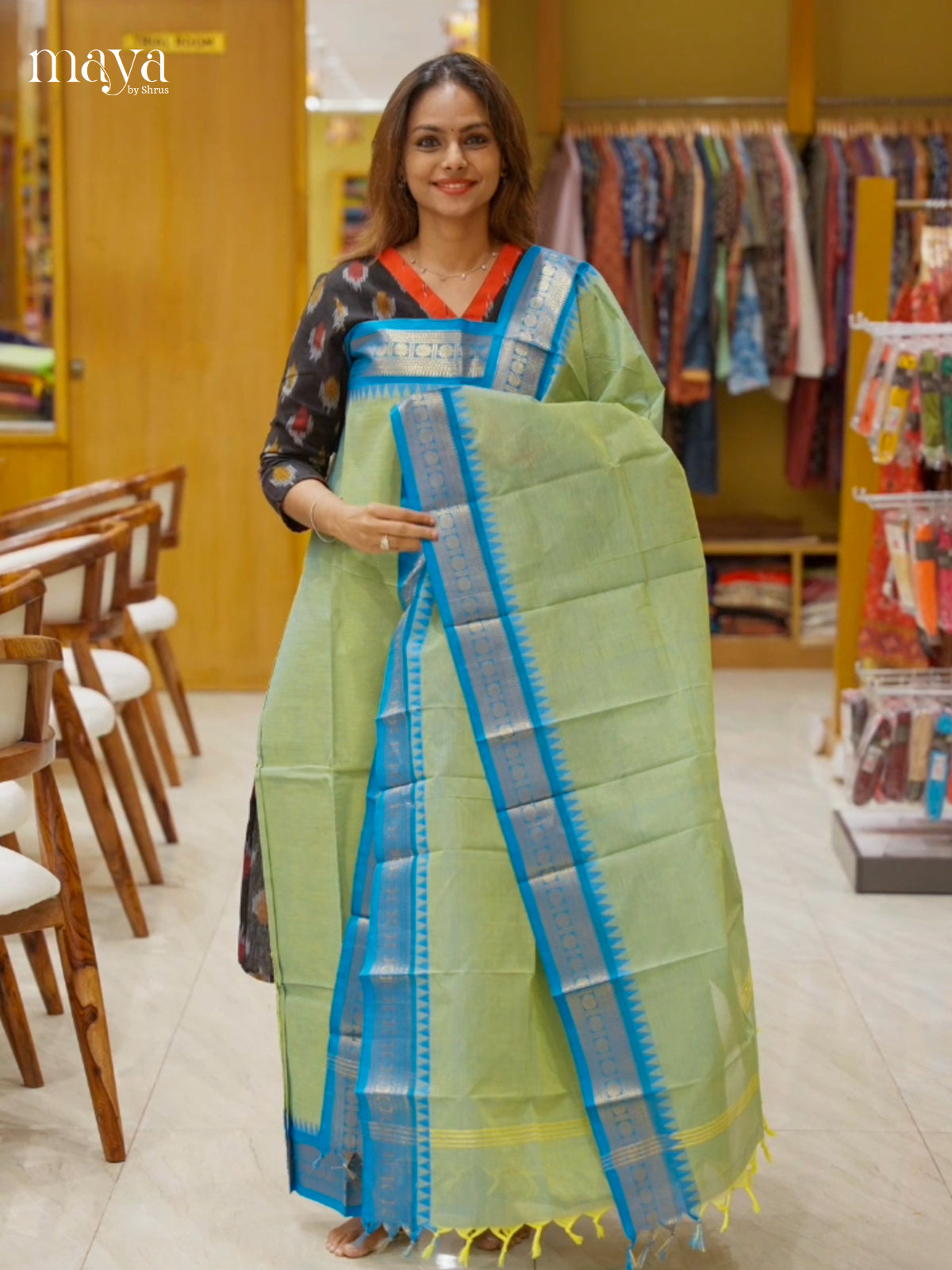 MDH10011-chettinad top & dupatta combo