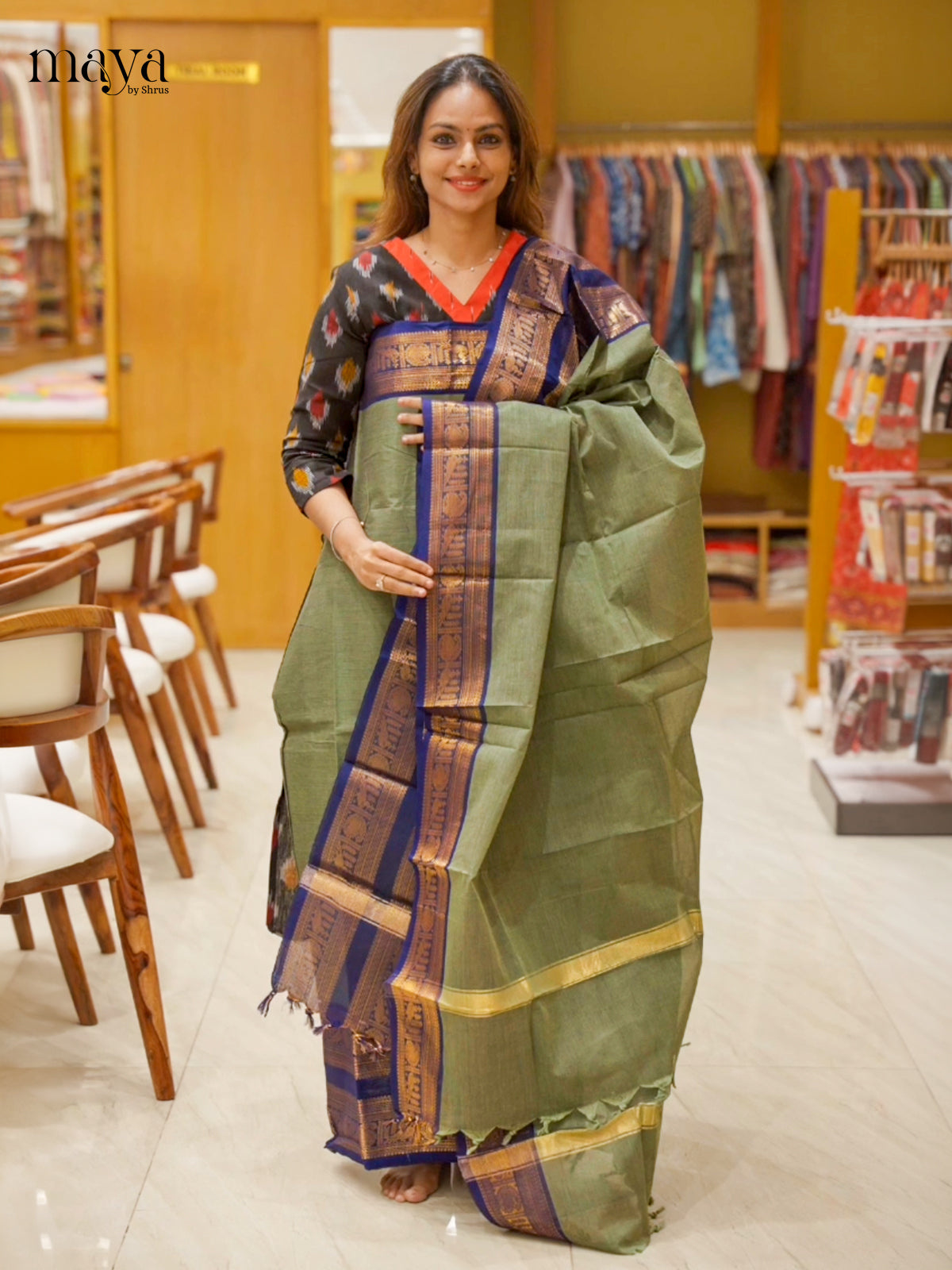 MDH10016-chettinad top & dupatta combo