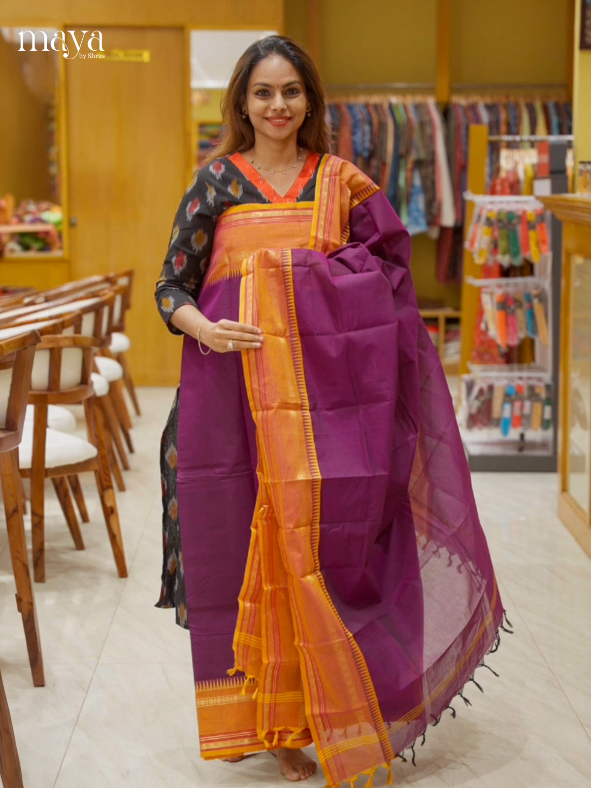 MDH10021-chettinad top & dupatta combo