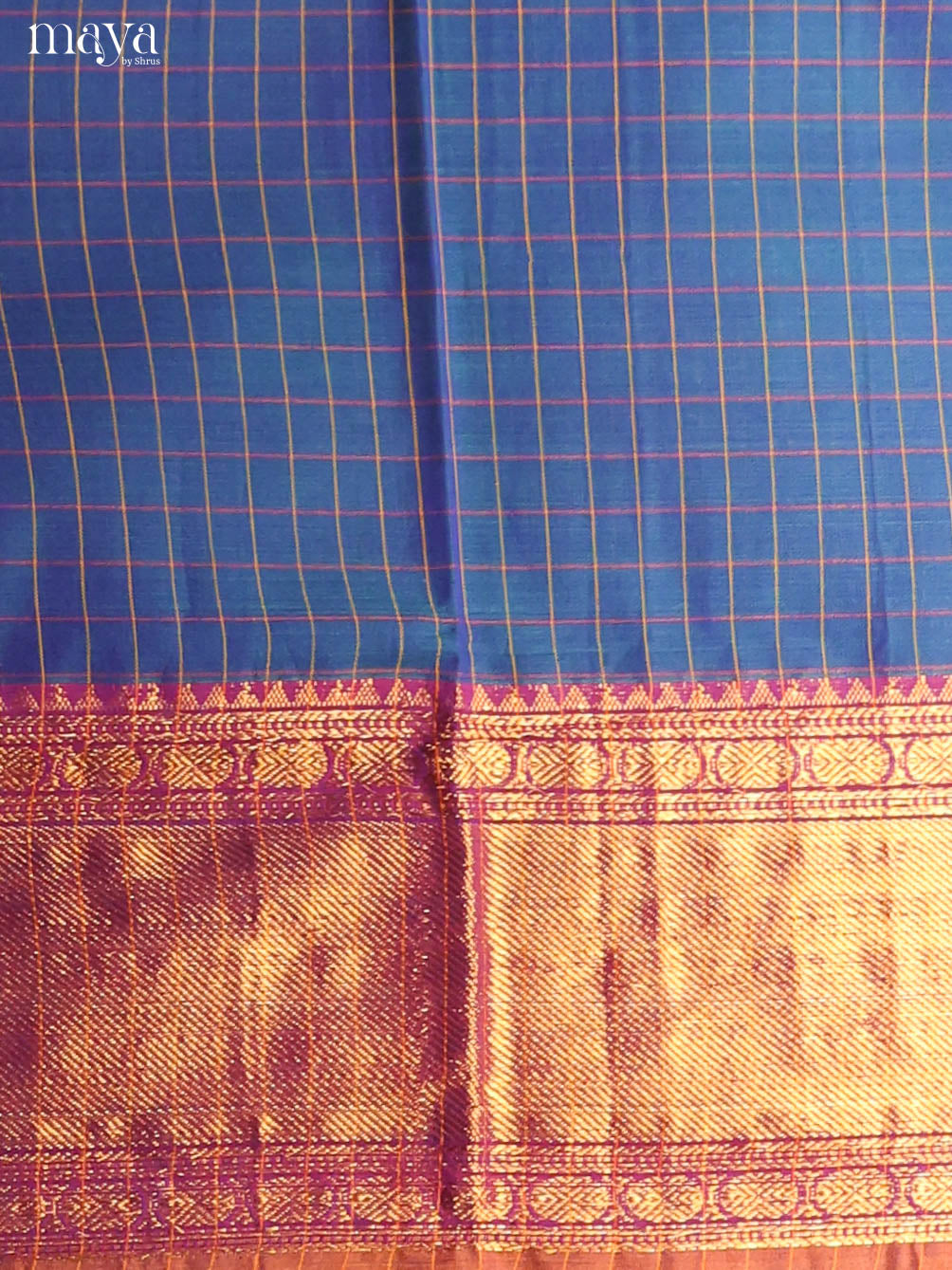 Blue & Purple -Narayanpet top & dupatta combo