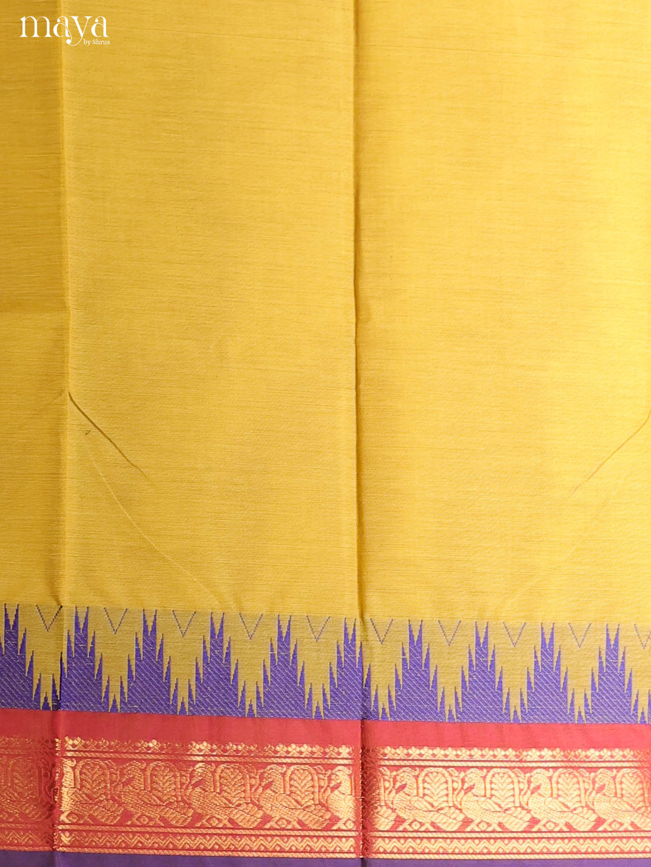 Timeless Yellow Chettinad Cotton Top & Dupatta Set With Temple Zari Border