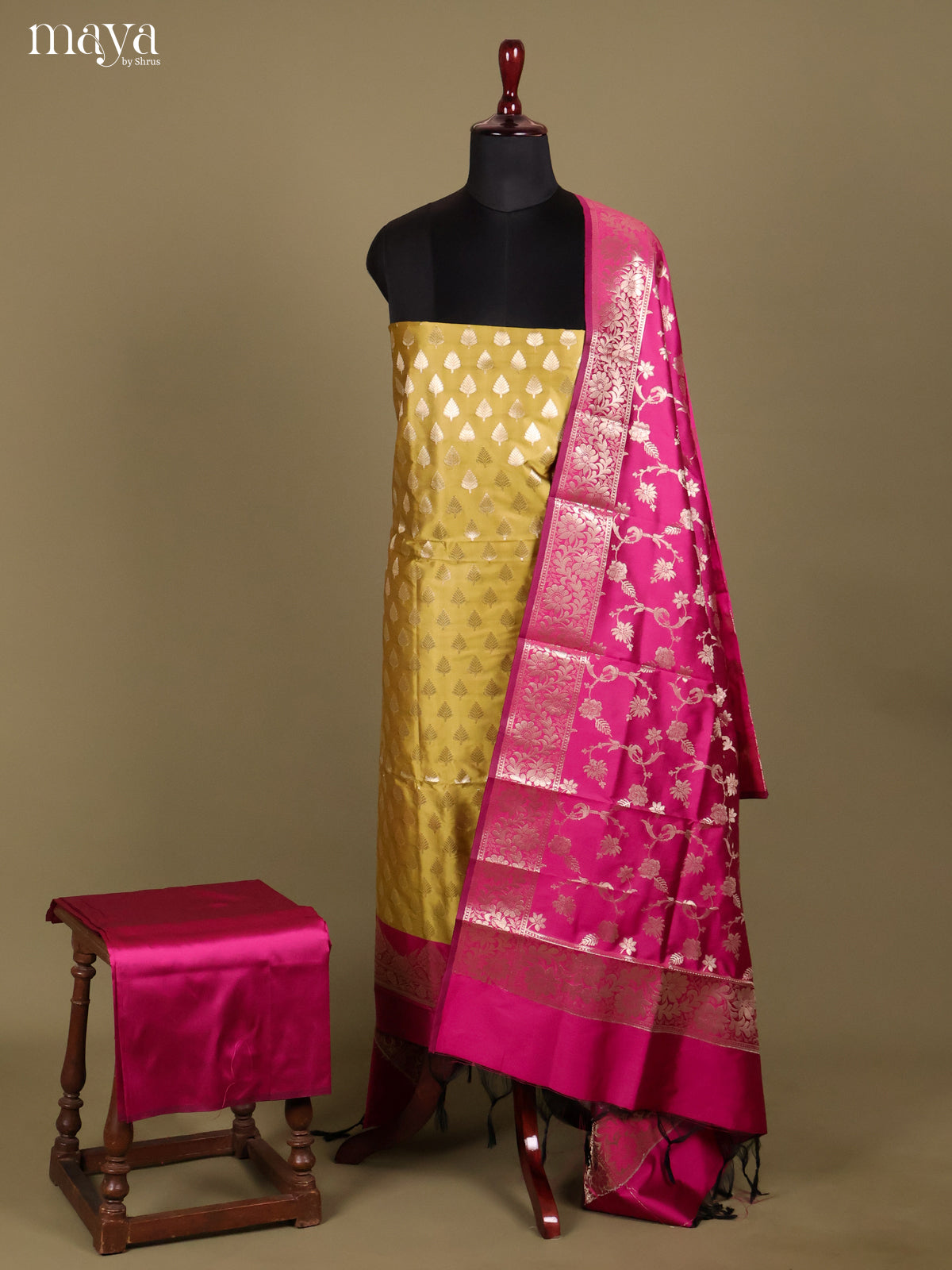 MDH18005-Semi banaras salwar Unstitch
