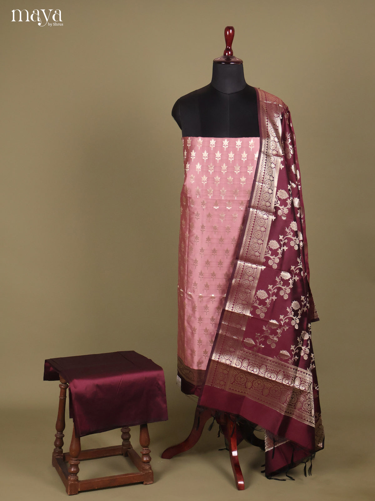MDH18016-Semi banaras salwar Unstitch