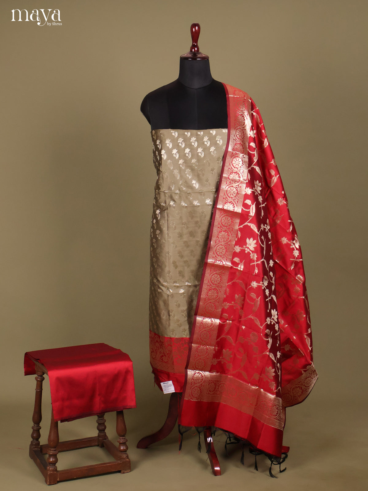 MDH18019-Semi banaras salwar Unstitch