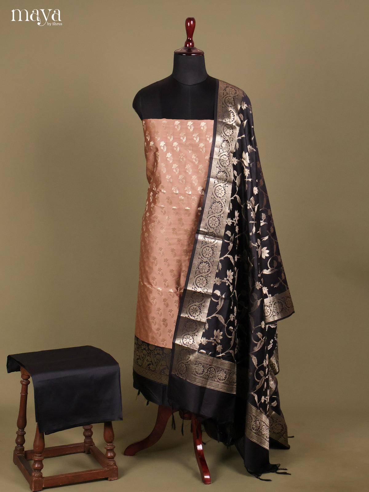 MDH18020-Semi banaras salwar Unstitch