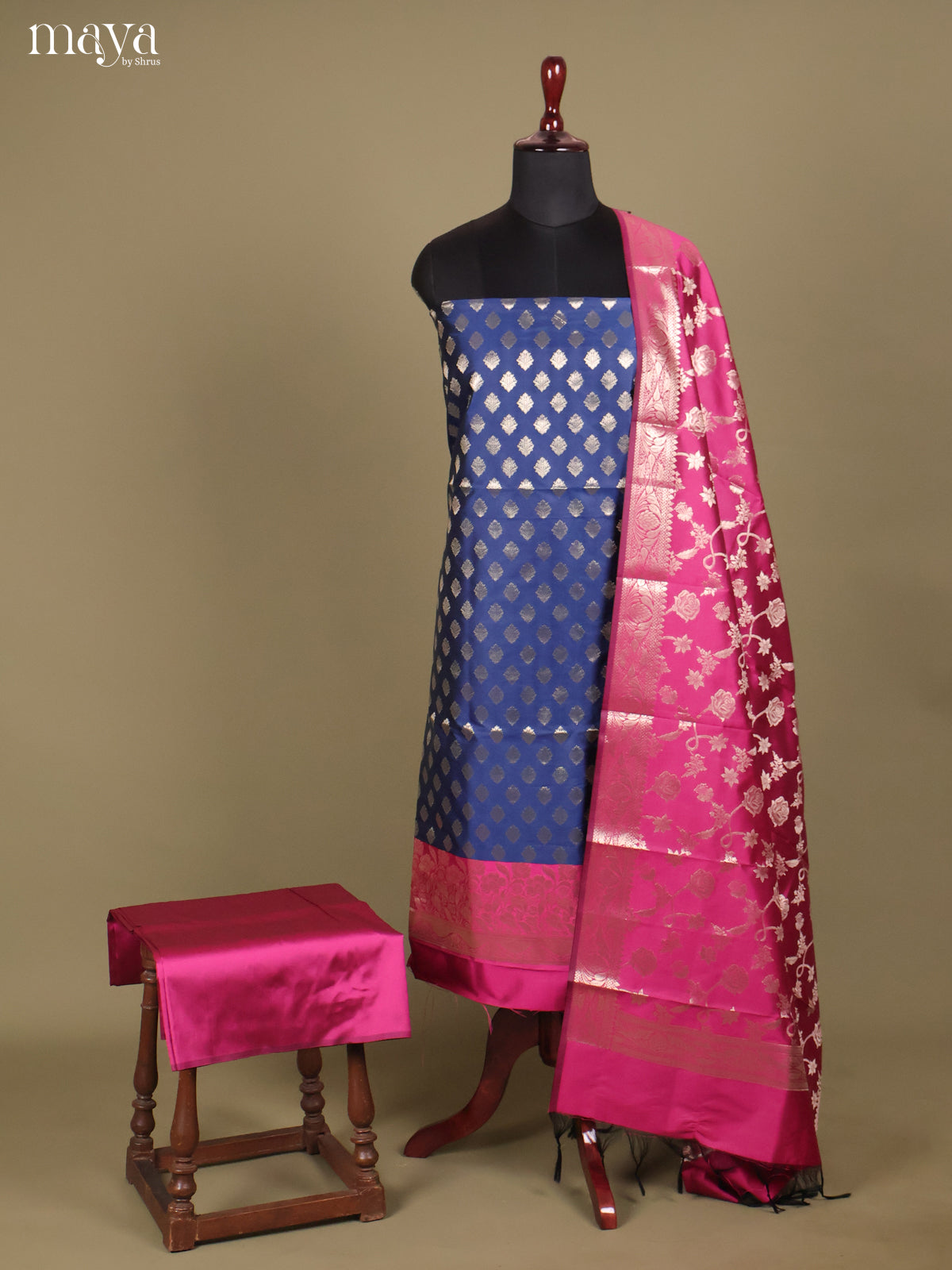 MDH18037-Semi banaras salwar Unstitch
