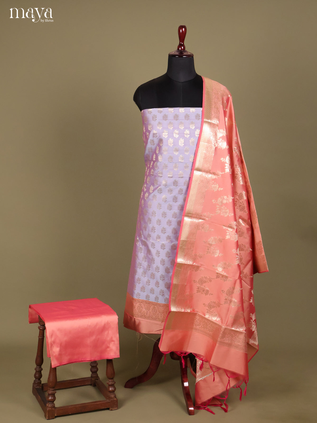 MDH18041-Semi banaras salwar Unstitch