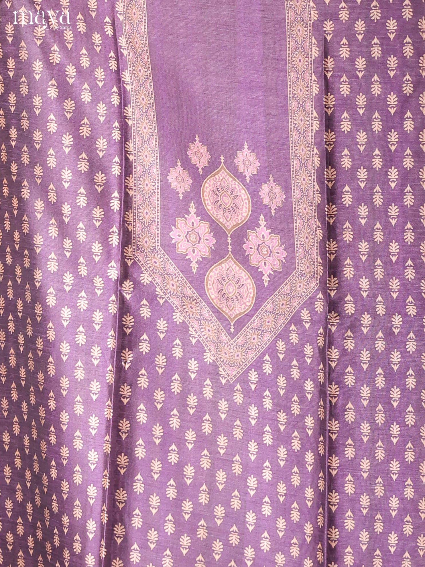 Classy Purple Semi Tussar Salwar Material With Traditional Prints