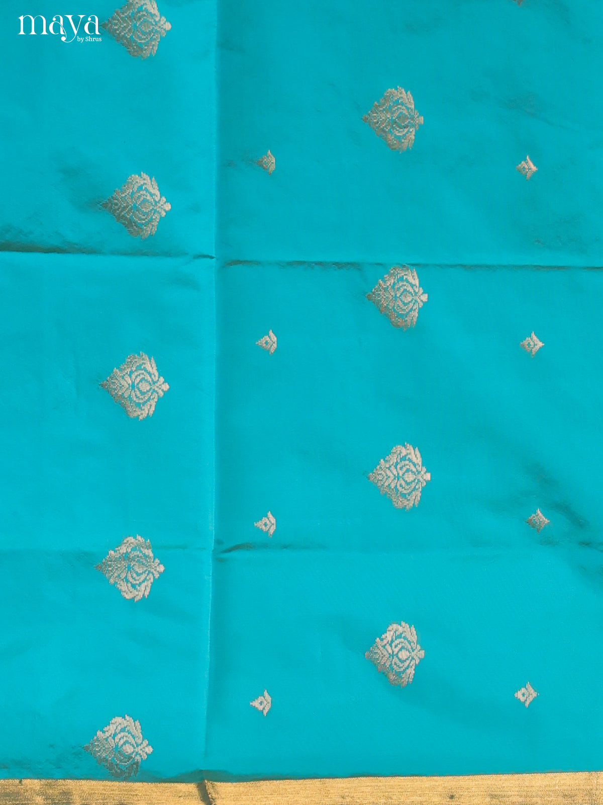 Blue & Cream-semi softsilk salwar Unstitch