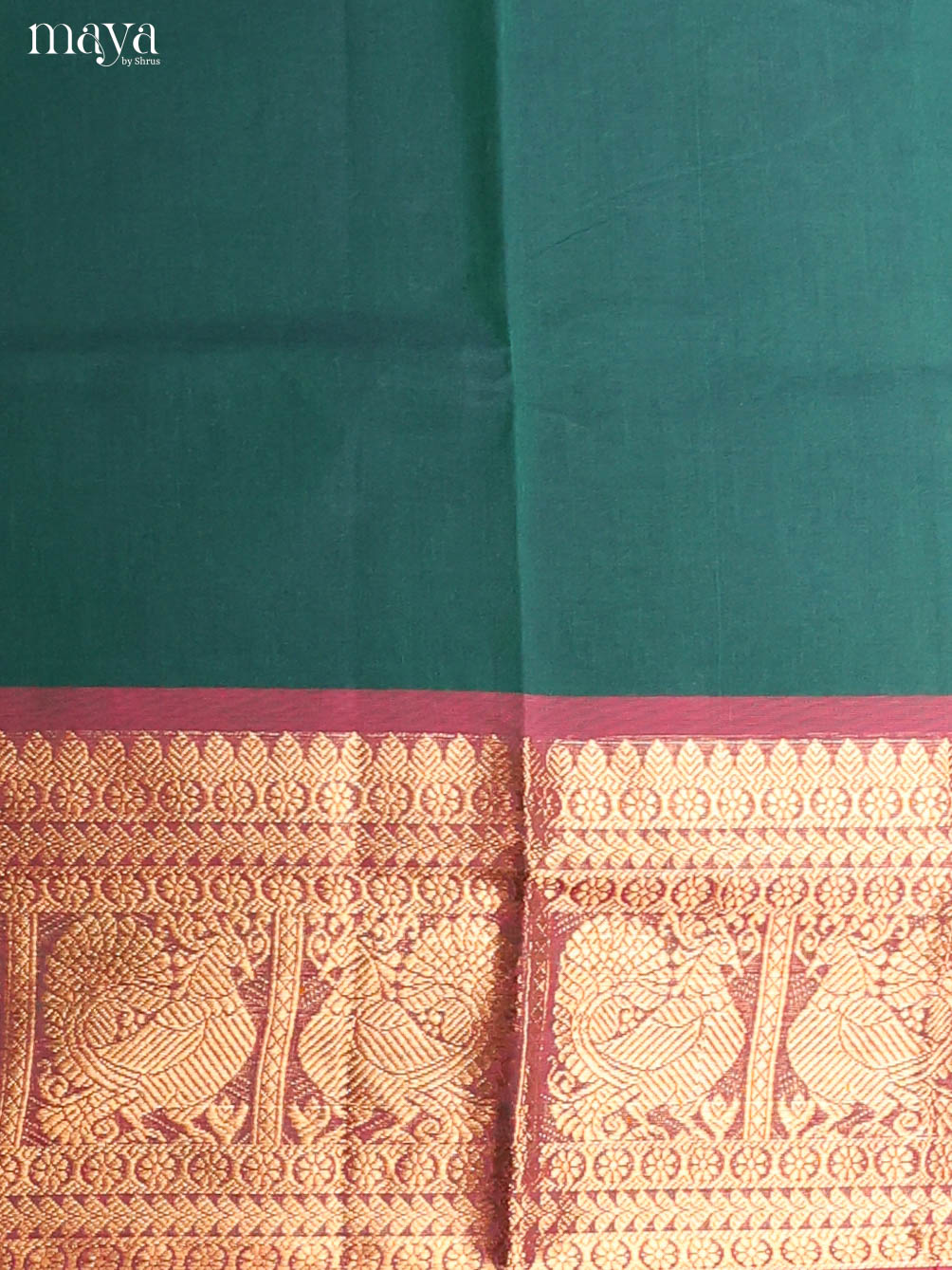 Green & Maroon-Narayanpet top & dupatta combo