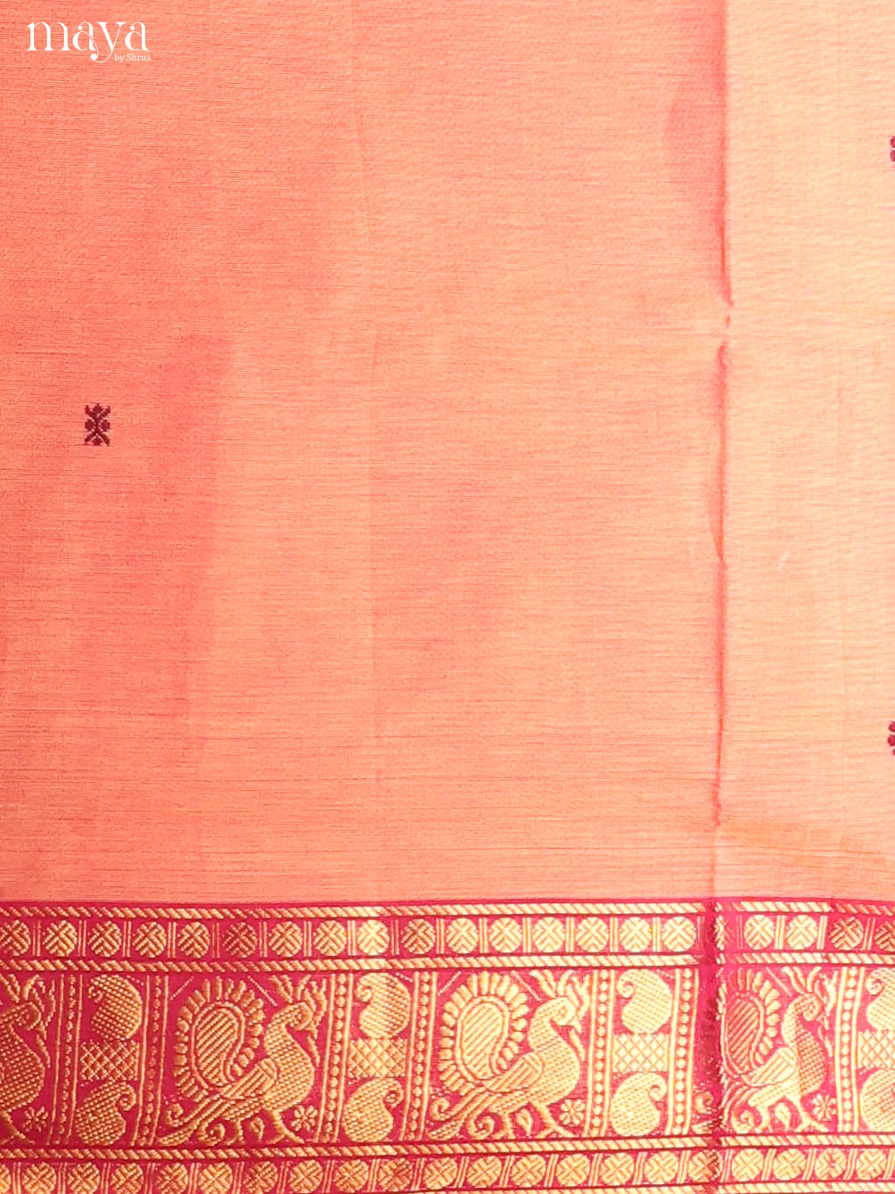 Peach & Red-Narayanpet top & dupatta combo