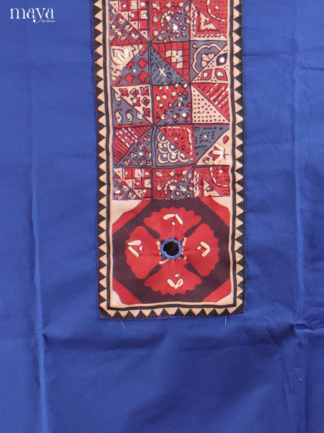 Pretty Blue Ajrakh Cotton Salwar Material With Printed Dupatta