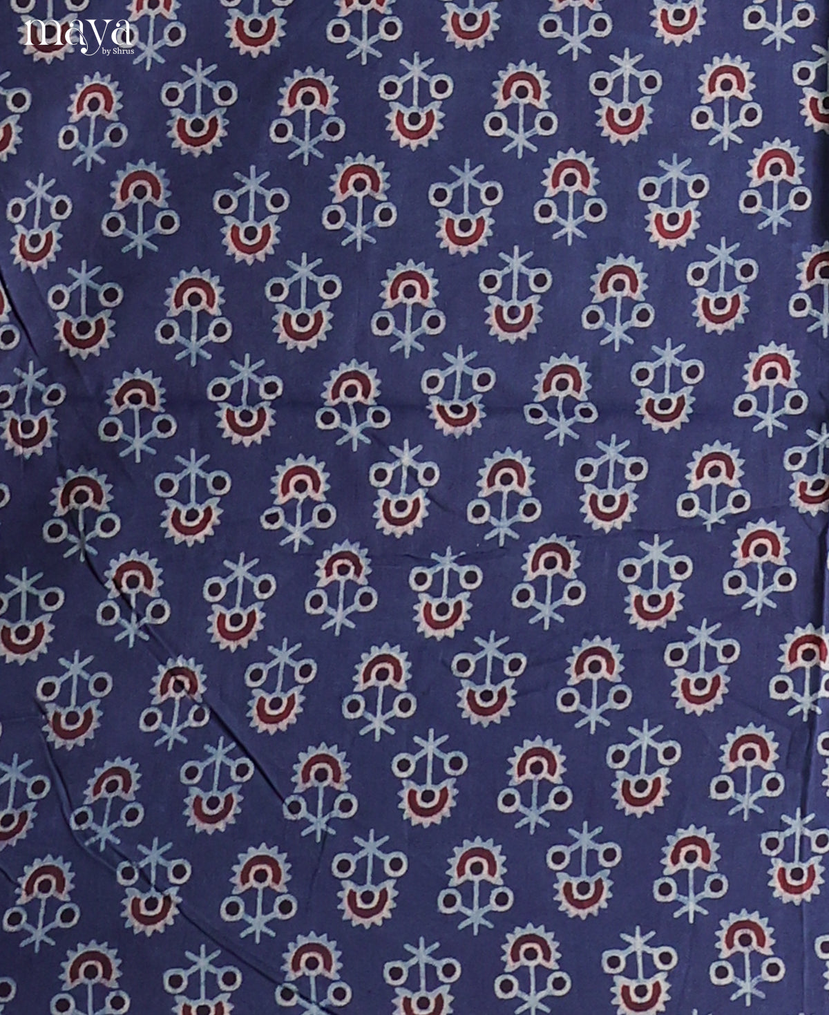 Regal Navy Blue Ajrakh Salwar Material With Black Dupatta