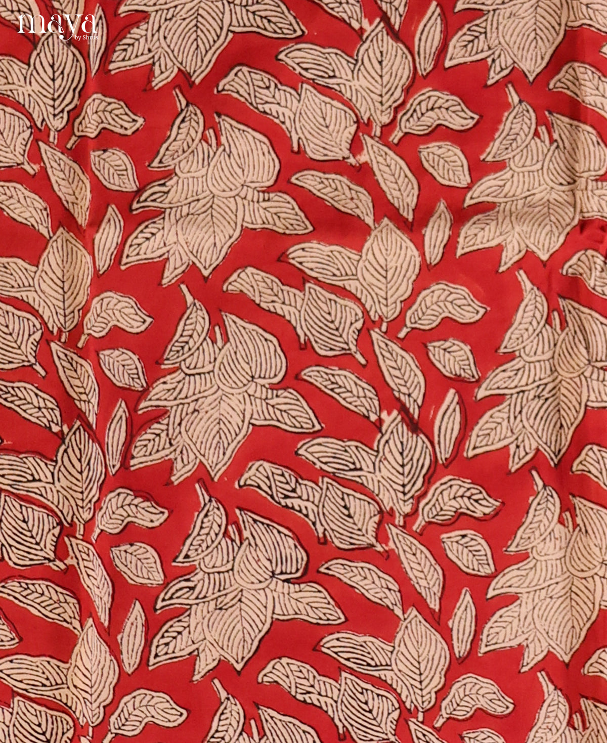 Classy Red Floral Cotton Salwar Kameez Material With Black Yoke Neck