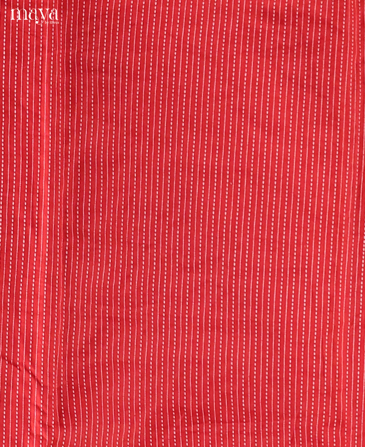 Classic Red Striped Cotton Salwar Material With Ajrakh Printed Yoke Neck