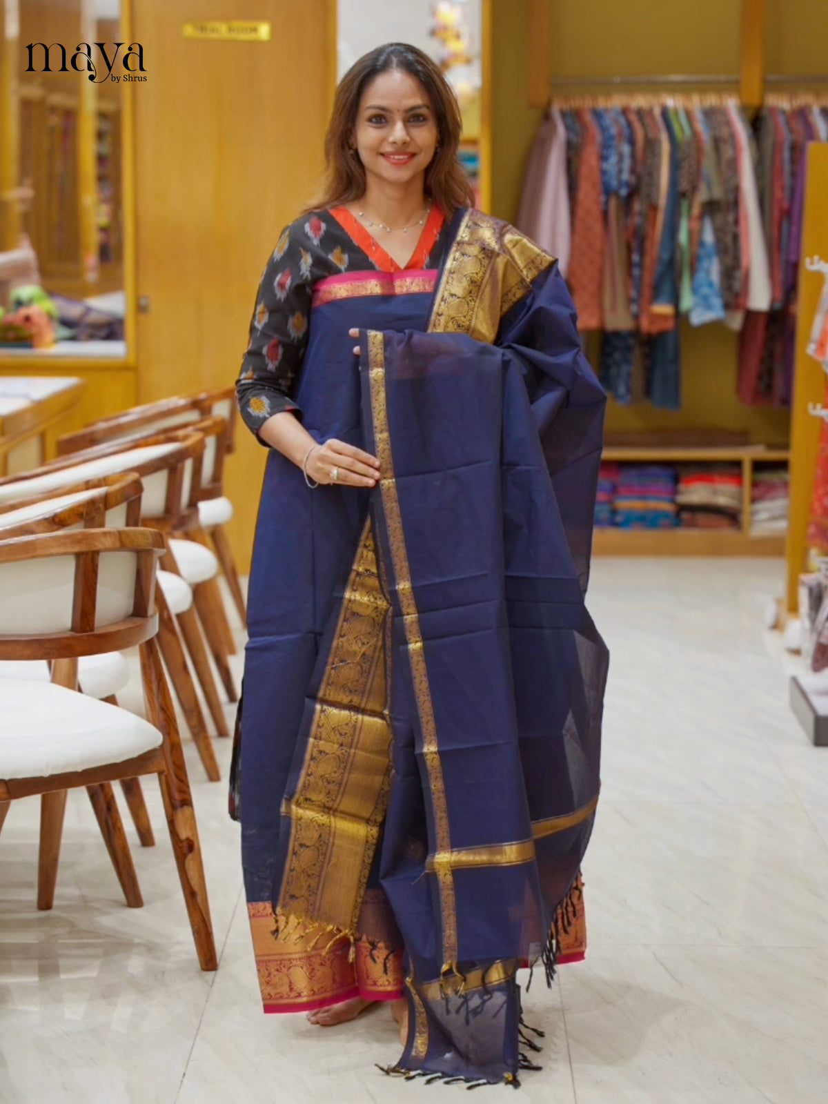 MDI16009-chettinad top & dupatta combo