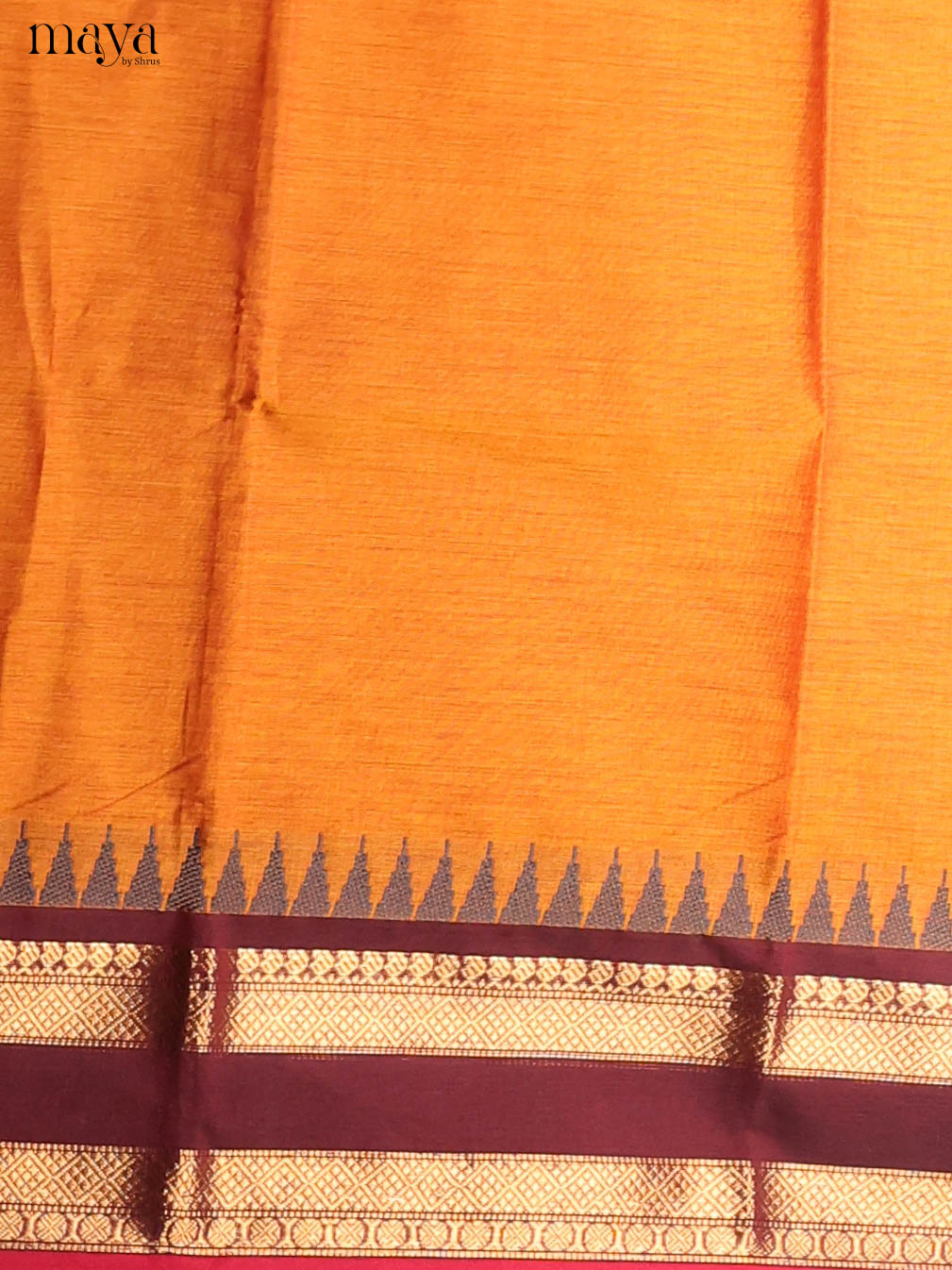 Vibrant Orange Chettinad Cotton Top & Dupatta Set With Maroon Zari Border