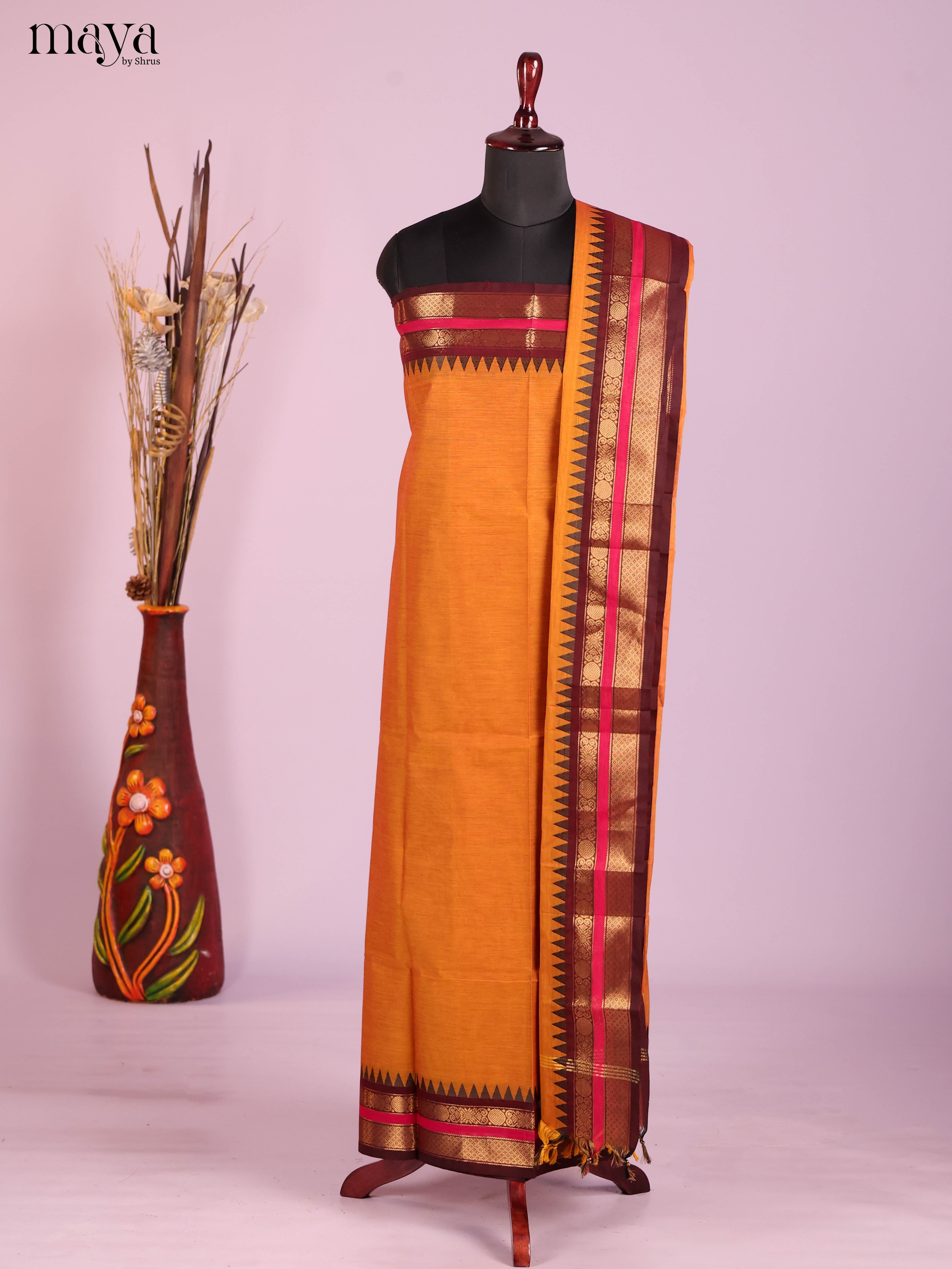 cotton dress material with zari border Olive drab cotton maheshwari zari border dress material