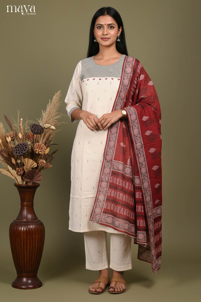 Off-white Readymade Salwar with Printed Design-mdi20001