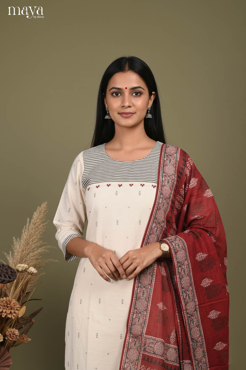 Off-white Readymade Salwar with Printed Design-mdi20001