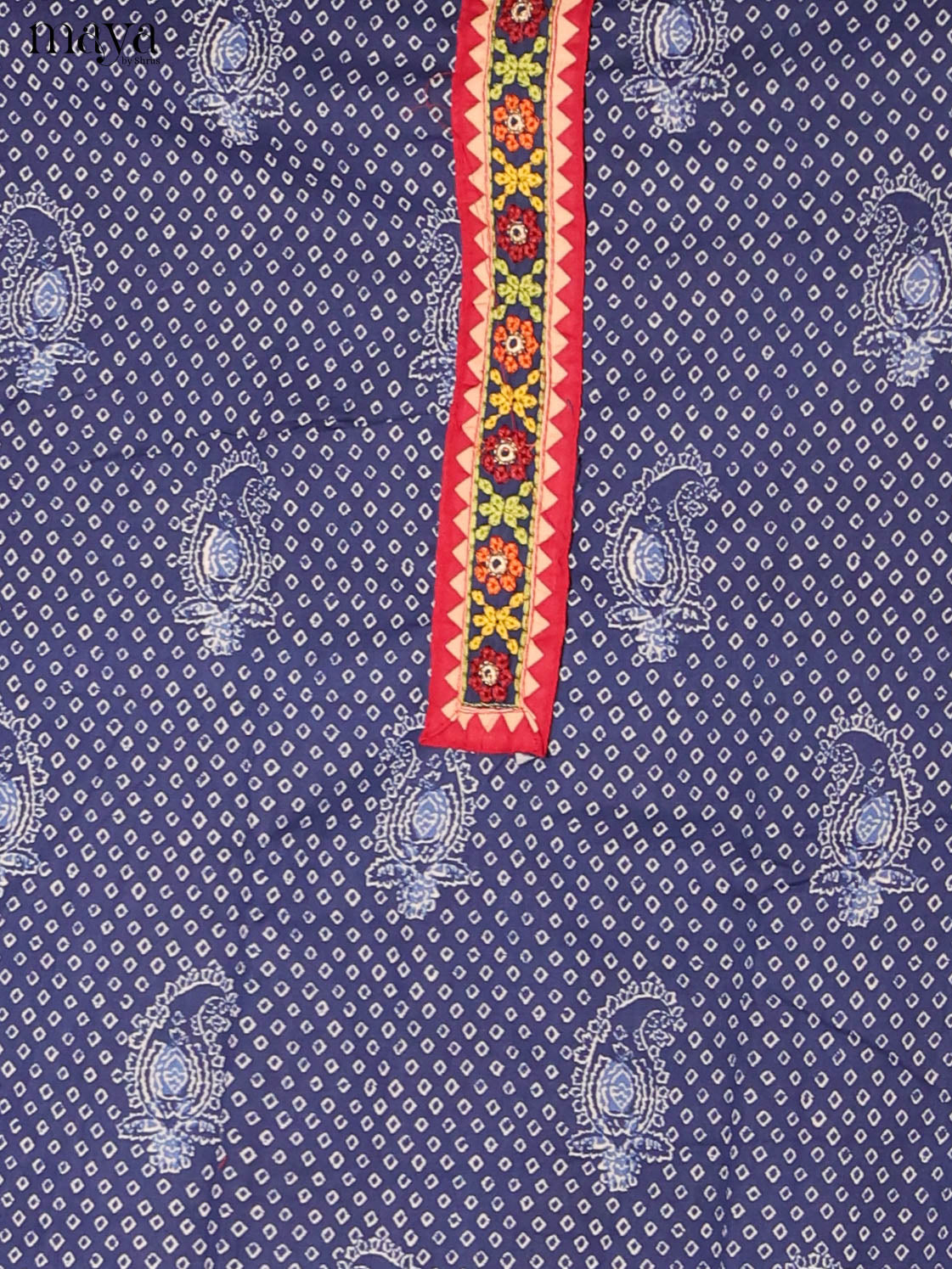 Artistic Blue Cotton Salwar Suit Material With Paisley Prints