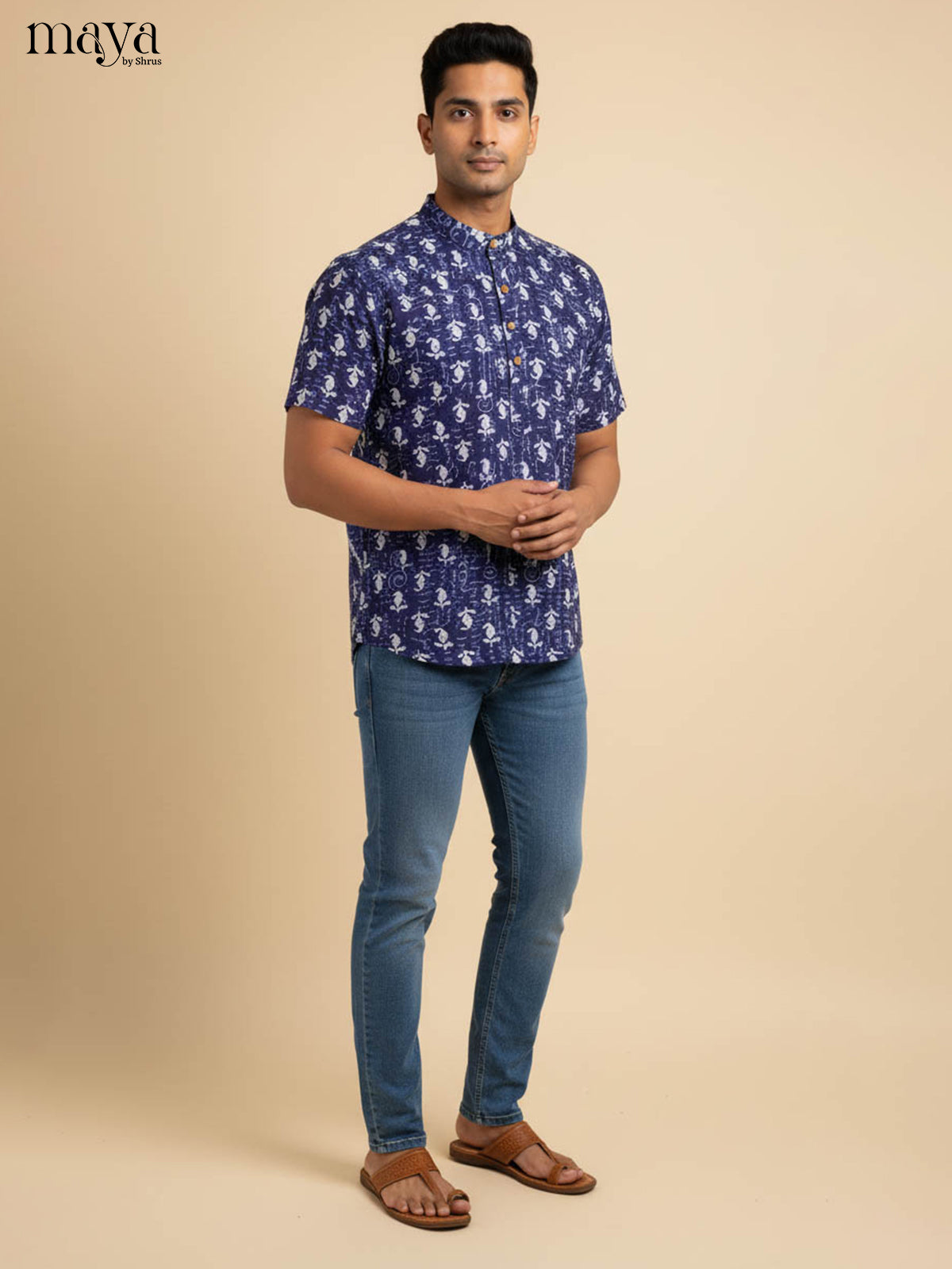 Dashing Blue Kurta For Men With Paisley Print