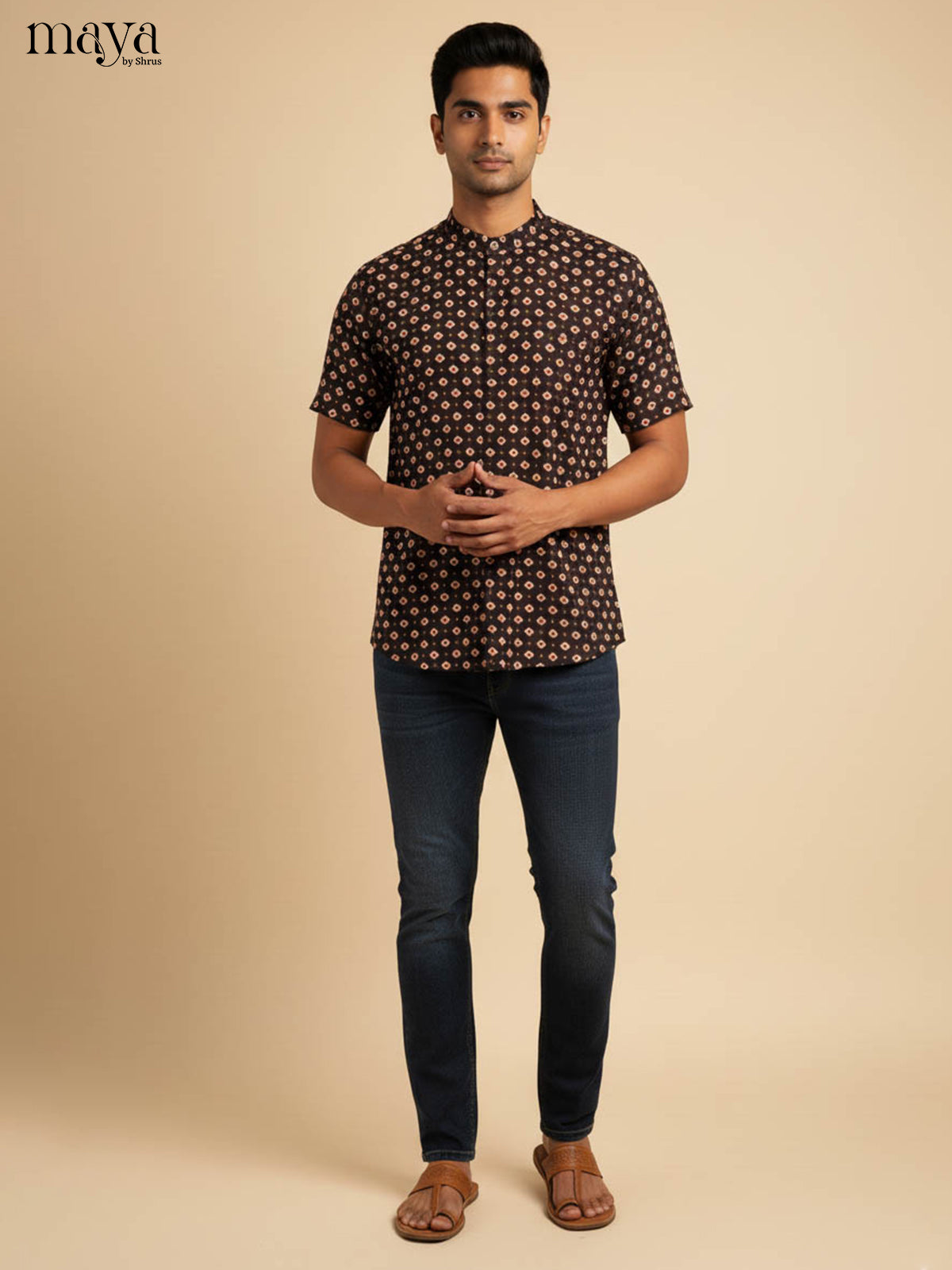 Stylish Black Diamond Printed Khadi Kurta for Men