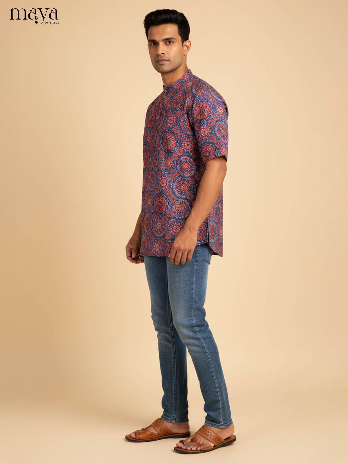 Bold Multicolor Kurta for Men With Printed Motifs