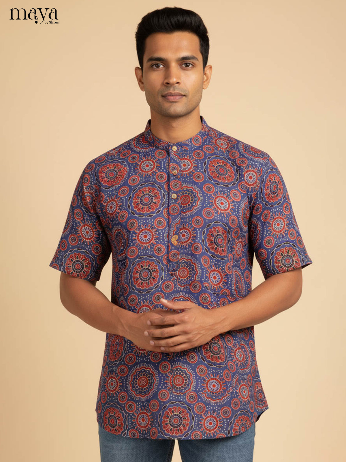 Bold Multicolor Kurta for Men With Printed Motifs