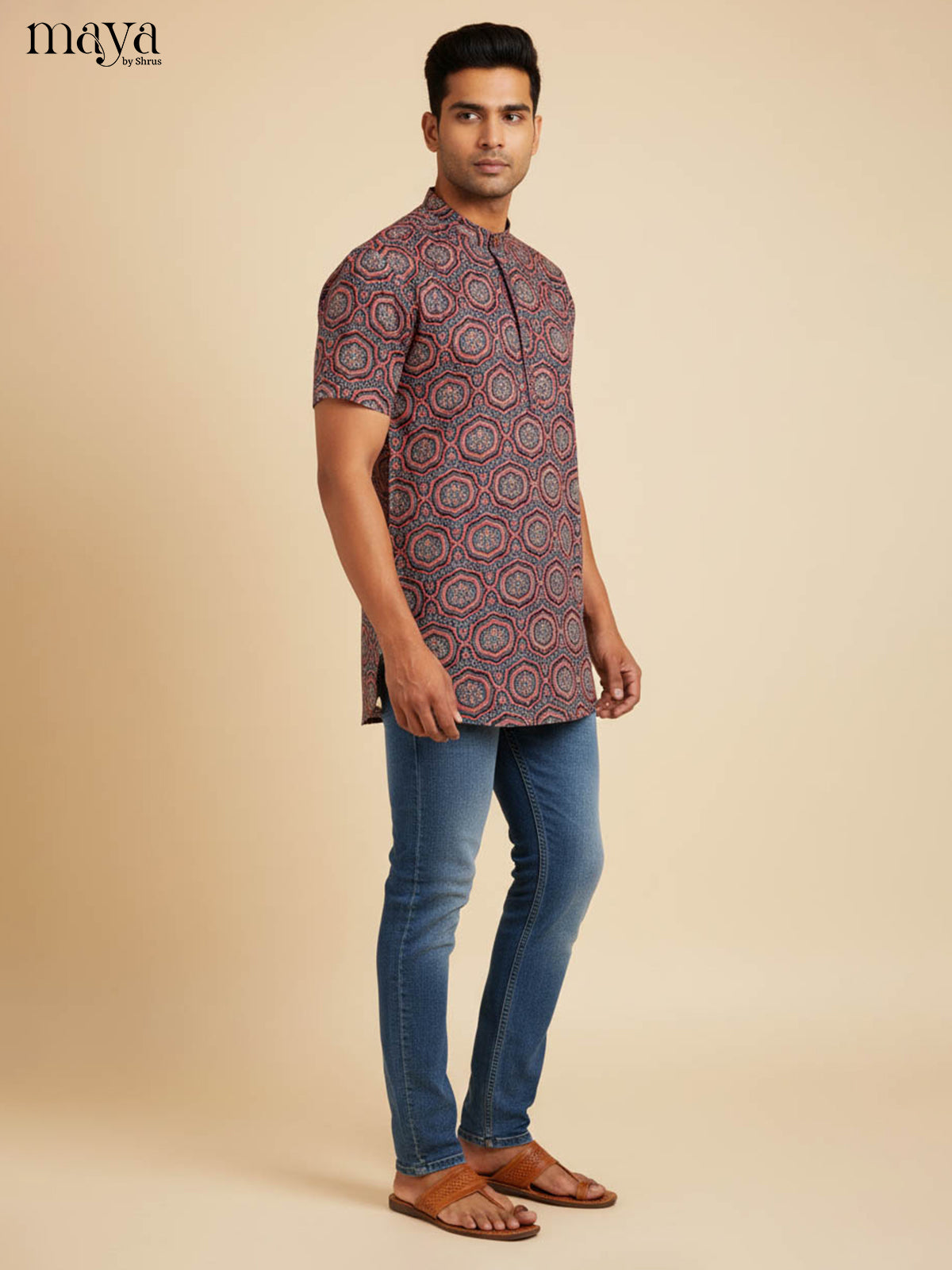 Sophisticated Mauve Printed Kurta For Men With Ethnic Prints