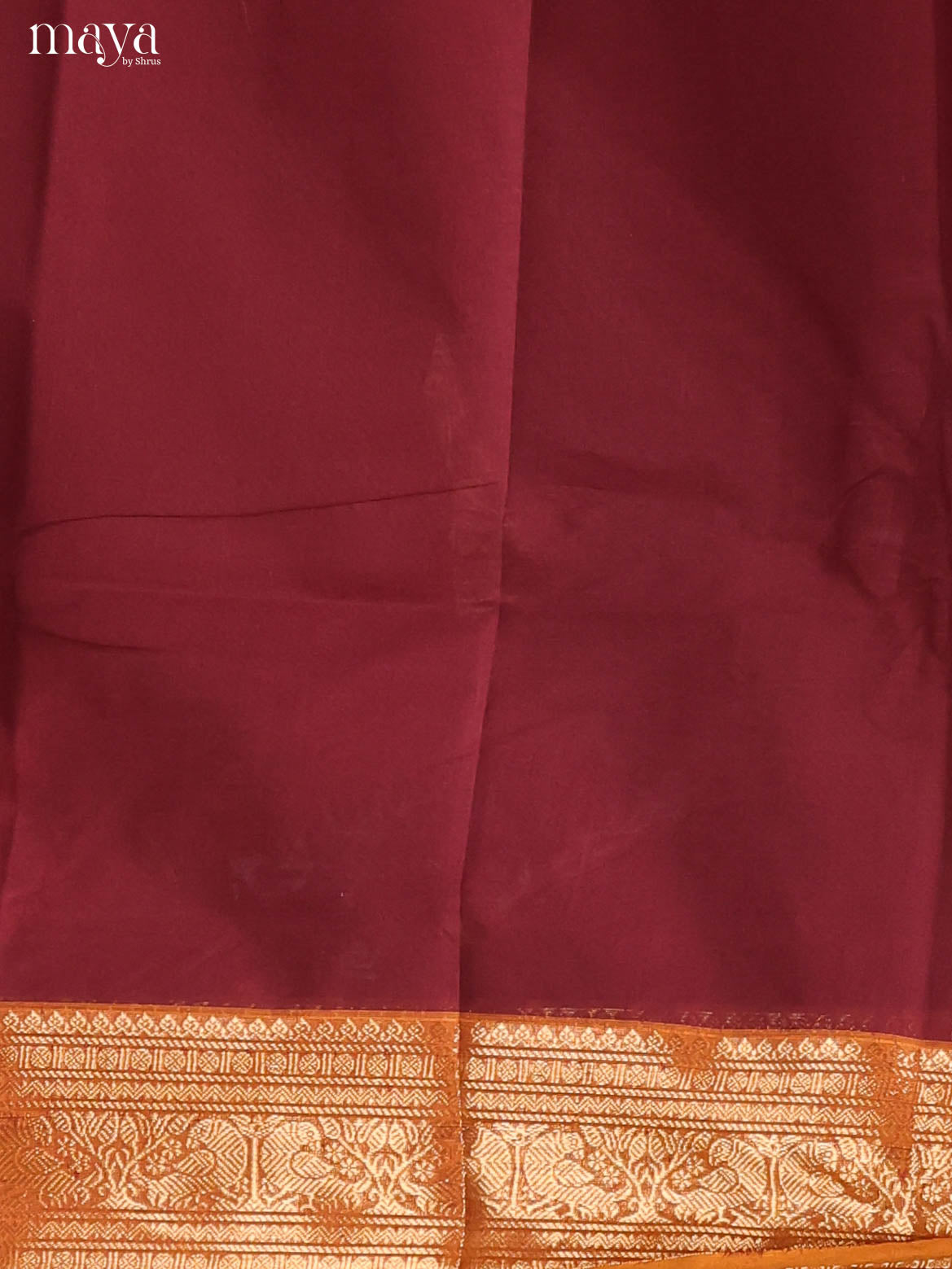 Regal Maroon Chettinad Cotton Top & Dupatta Set With Orange Zari Border