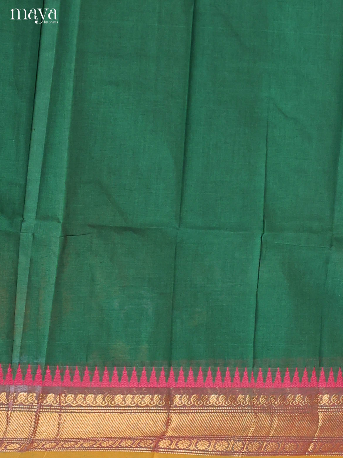 Exquisite Green Chettinad Cotton Top & Dupatta Set With Zari Border