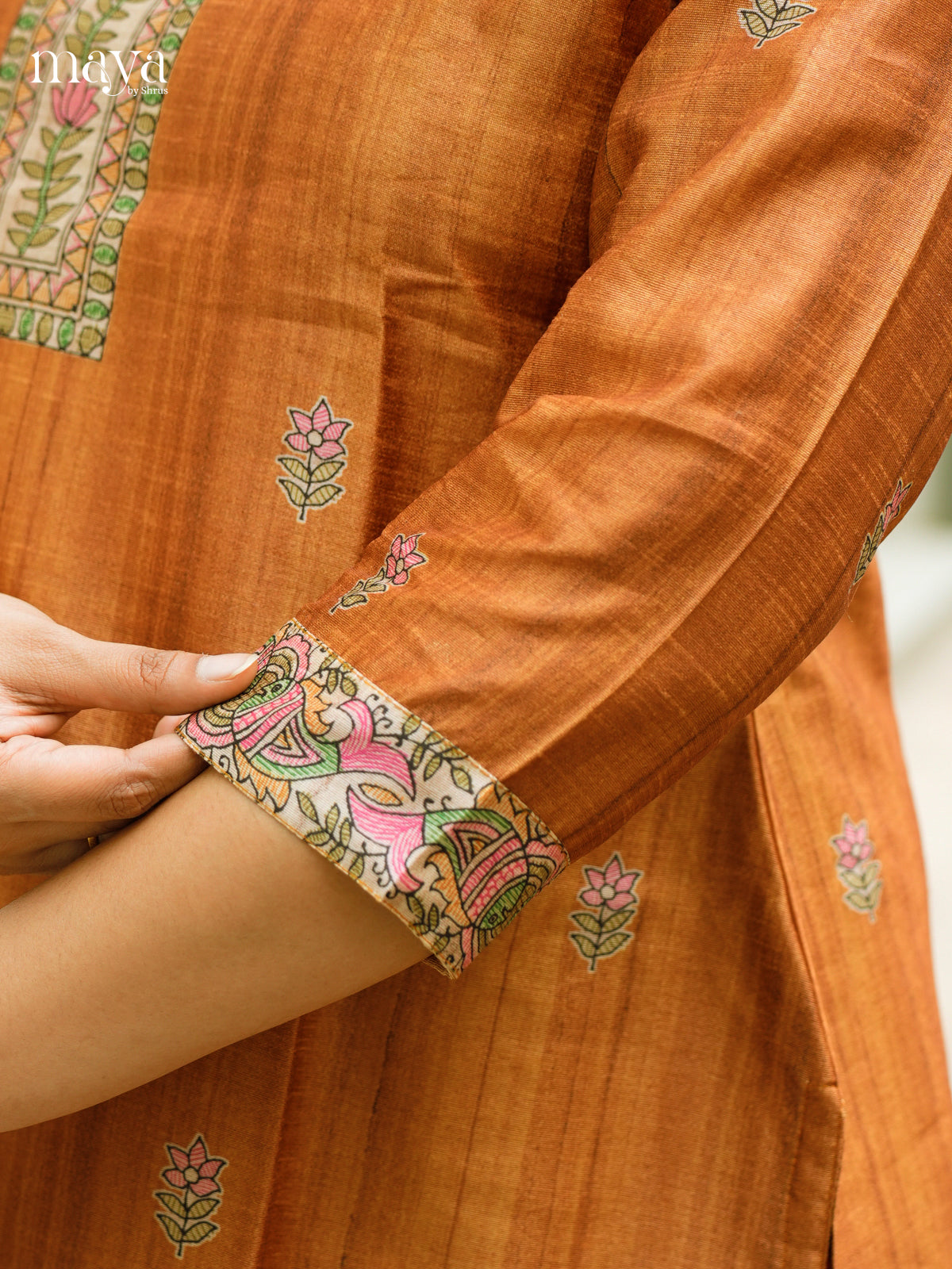 Exquisite Brick Madhubani printed Semi Tussar Readymade 3 Piece - MDJ07065