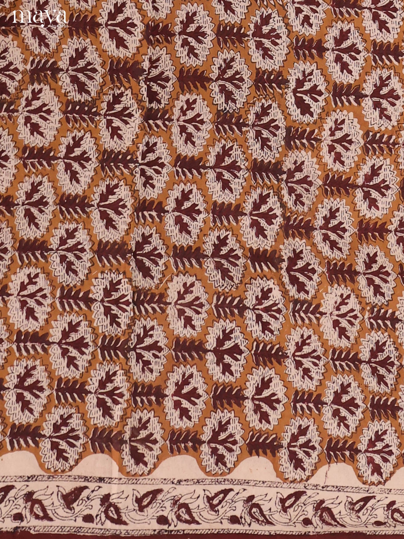 Artisanal Hand-Block Printed Cotton Salwar Suits With Mustard Background