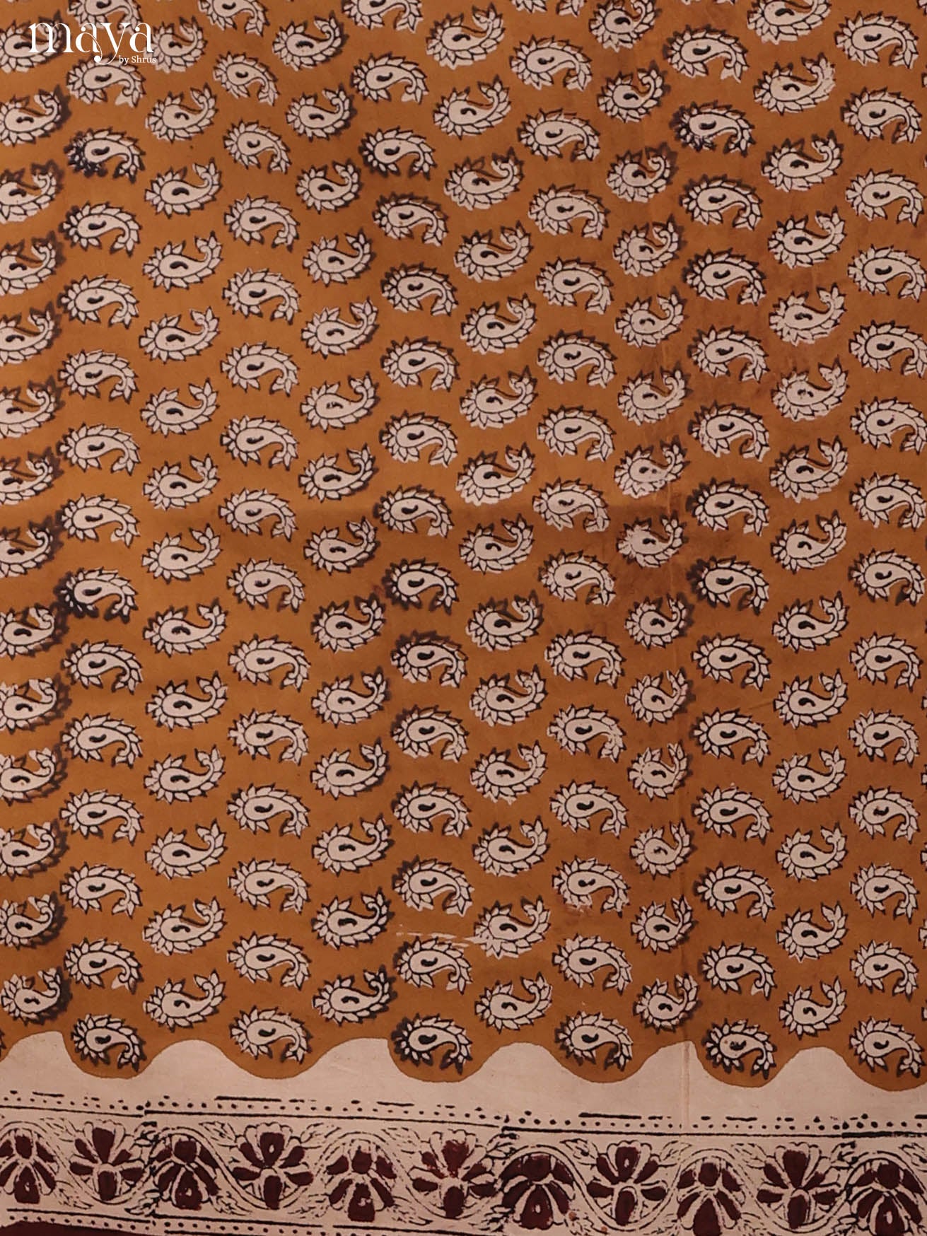 Pretty Light Brown Cotton Salwar Kurta Set Material With Maanga Prints