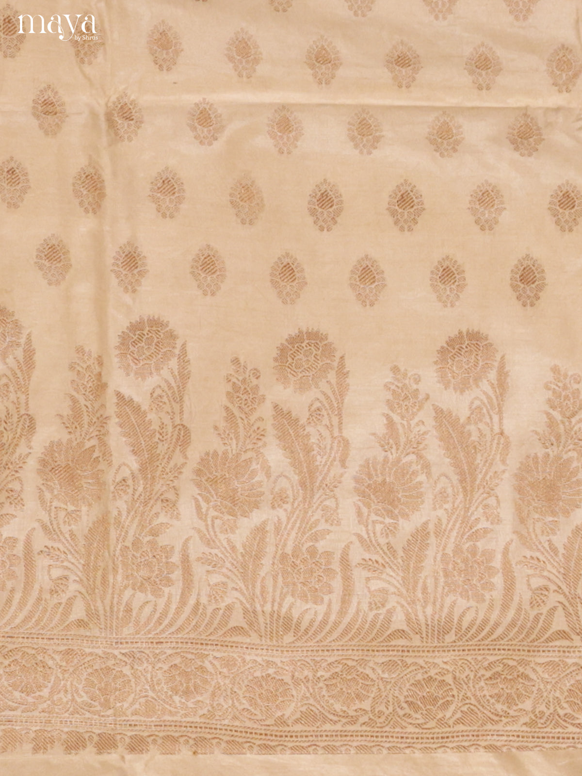 Timeless Beige Semi Tussar Salwar Set Material With Floral Buttas
