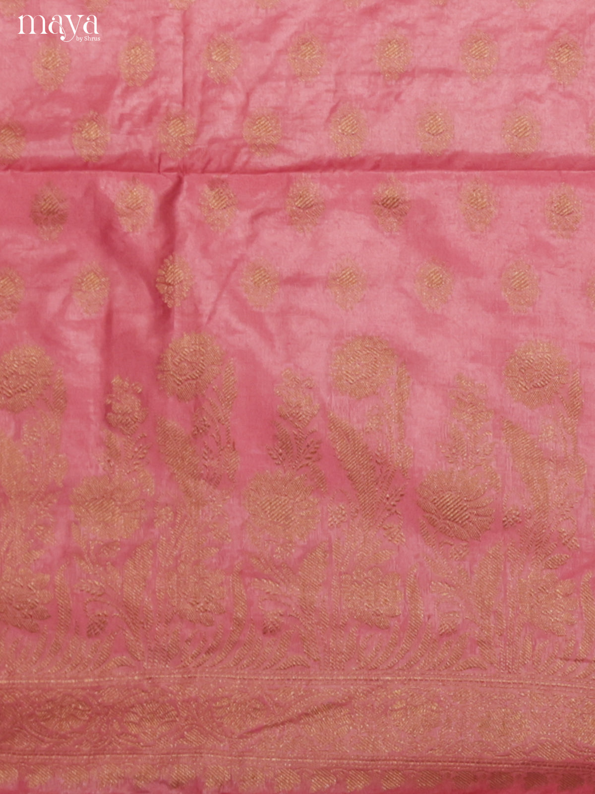 Pretty Dark Pink Semi Tussar Salwar Set Material With Floral Buttas