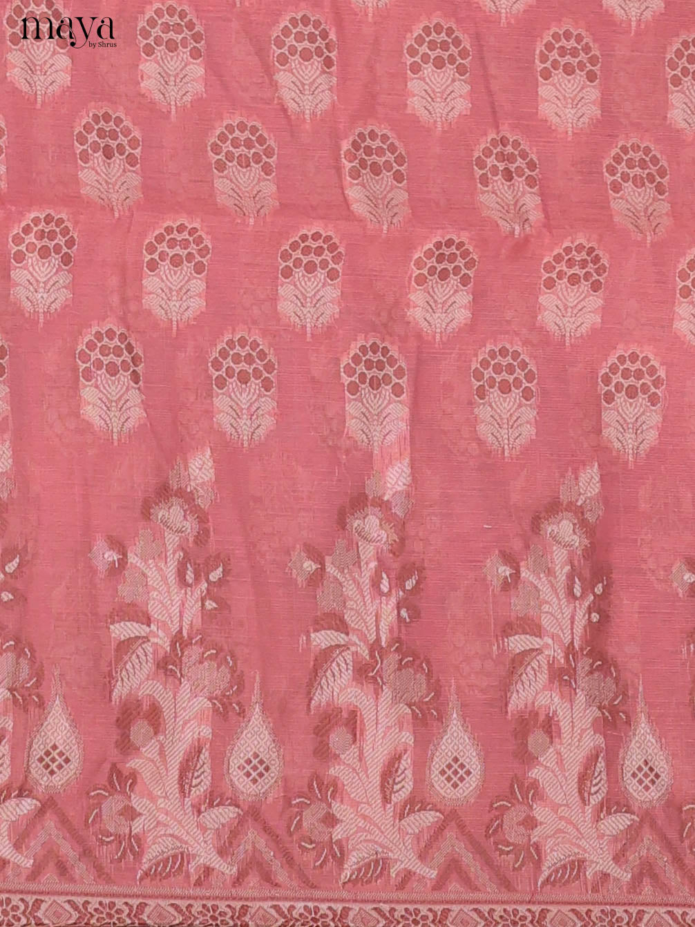 Vibrant Peach Semi Tussar Salwar Suit Material With Thread Woven Design