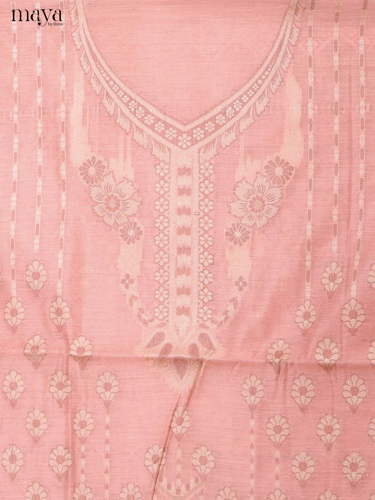 Radiant Peach Semi Tussar Salwar Suit Material With Zari Dupatta
