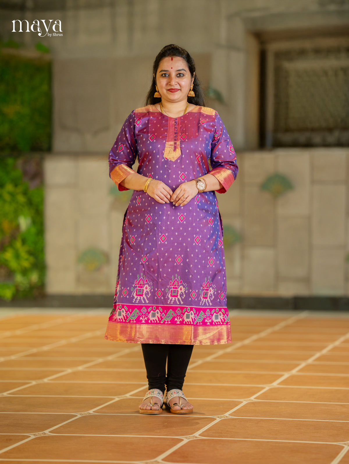 Timeless Maroon Patola Print Kurti with Silk Zari Border